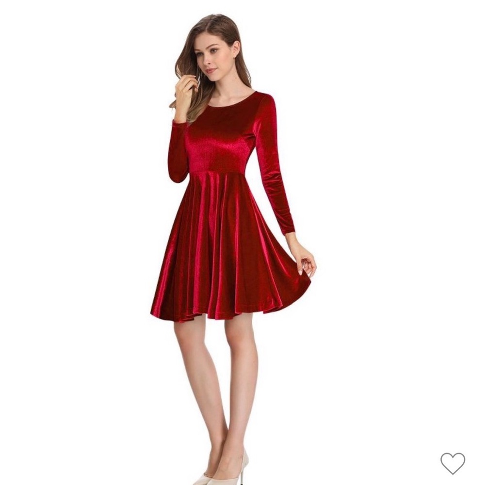 Target Women’s Long Sleeve Velvet cocktail Dress - Cherry Red